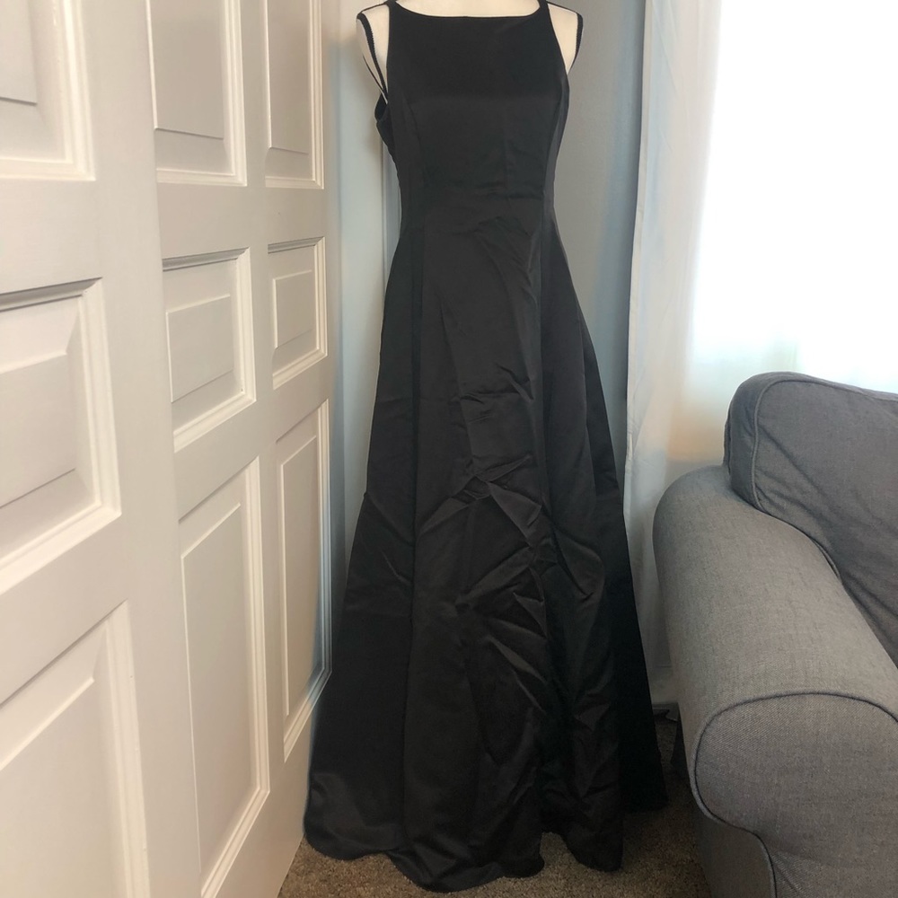 Betsy& Adam High Neck Floor Length Cocktail Dress